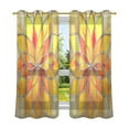 thumbnail image 2 of Sheer Curtains 2 Panels Set Grommet Drapes Window Treatments Light Filtering for Bedroom Living Room W42 x L63 Yellow Red Floral Stained Glass, 2 of 7
