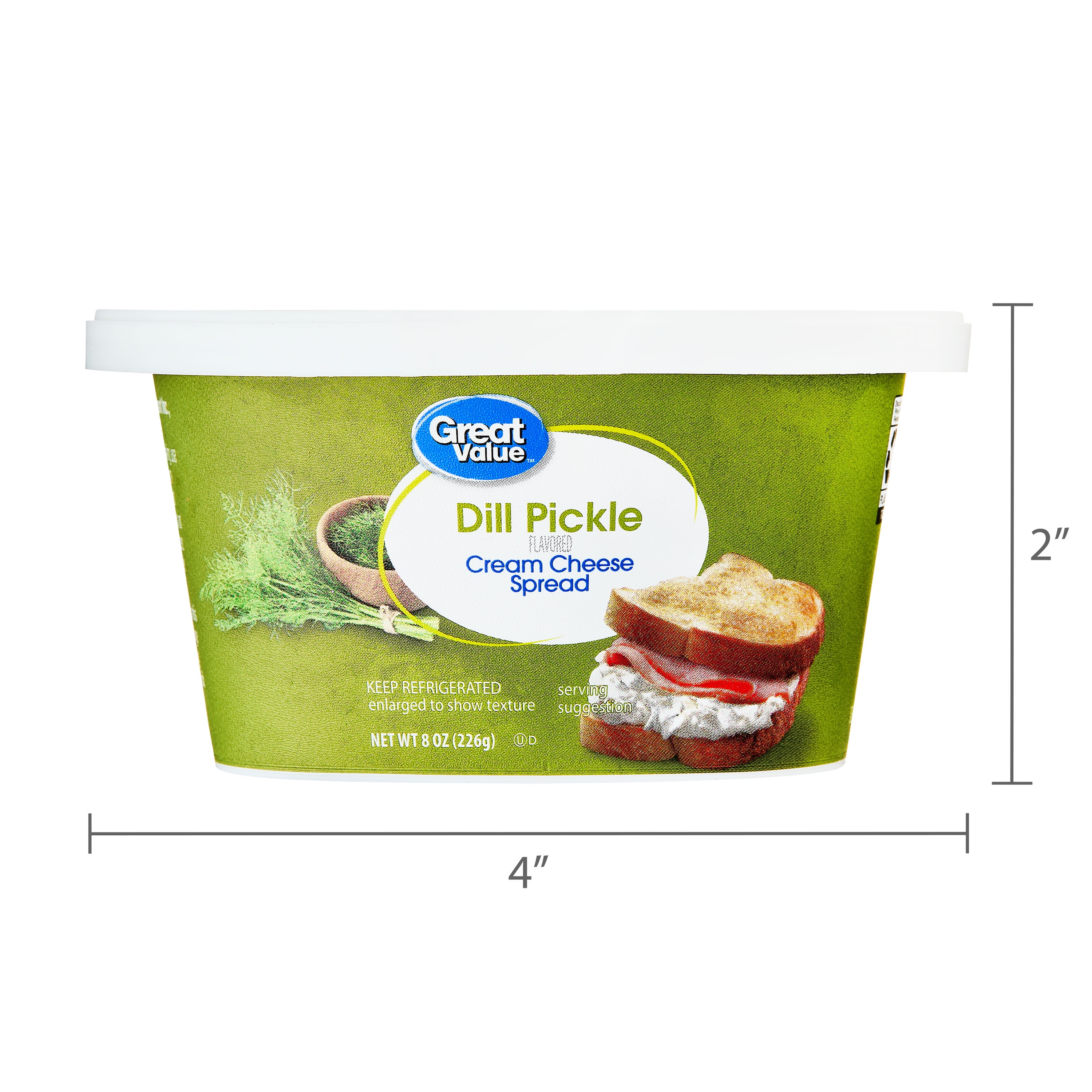 Great Value Dill Pickle Cream Cheese Spread, 8 oz Tub