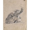 thumbnail image 2 of Simon Vouet 12x14 Black Ornate Wood Framed Double Matted Museum Art Print Titled: Man with Raised Arm Behind a Parapet (1648), 2 of 5