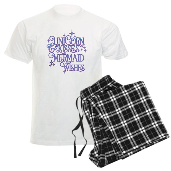 CafePress - UNICORN KISSES And MERMAID WISHES Pajamas - Men's Light Loose Fit Cotton Pajama Set