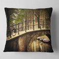 thumbnail image 2 of Designart Romantic Bridge Over Canal - Landscape Photography Throw Pillow - 18x18, 2 of 5