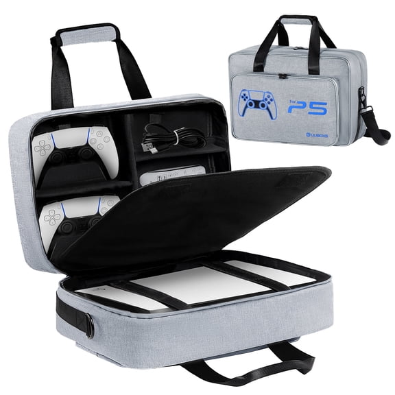 UUBOXS Carrying Case for PS5/PS5 Pro/PS5 Slim, Upgrade Protective Travel Bag for PS5 Disc/Digital Edition, Large Capacity Storage Bag Compatible with PlayStation 5 Controller Console Accessories