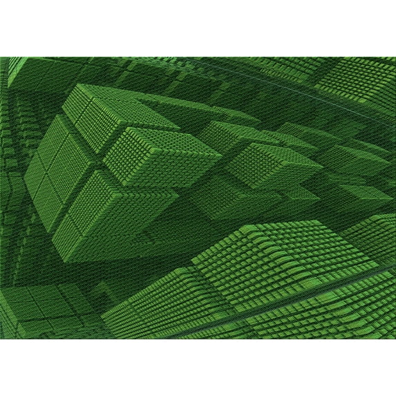 Ahgly Company Machine Washable Indoor Rectangle Transitional Dark Forest Green Area Rugs, 8' x 12'