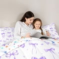 thumbnail image 4 of Manfei Girly Bowknot Queen Comforter Set For Girls,Purple Coquette Bow Bedding Comforter Set For Kids,Reversible,3 Pieces, 4 of 7
