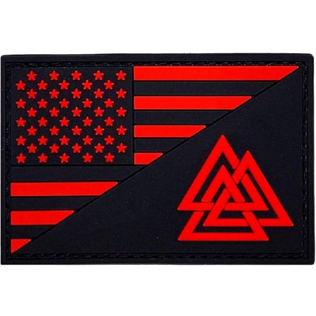 2pcs Flag Valknut Odin Patch [3.0 X 2.0 - PVC Rubber- Hook Fastener-OP1]