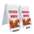 thumbnail image 2 of A-frame Sidewalk Chicken Wings 24" x 36" Double Sided A-Frame Sidewalk Sign, Includes 2 Plastic Inserts | Foldable Portable White Signicade Sandwich Board Signs, 2 of 5