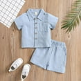 thumbnail image 5 of Newborn Boy Outfits Baby Boys Clothes Set Toddler Infant Boys Button-down Shirt Tops + Cotton Gauze Shorts Summer Outfit 2PCS with Pockets, 5 of 6