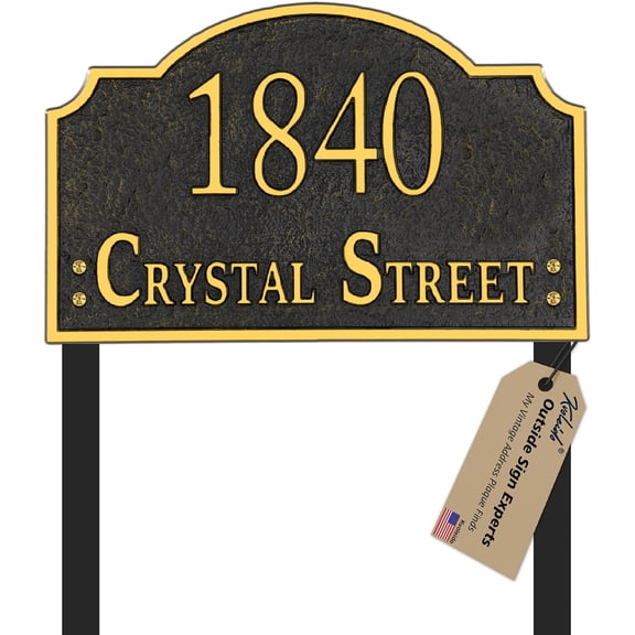 Personalized Address Sign LAWN MOUNTED - Custom House Number Sign Plaque,Address Plaque,House Address Numbers for Outside House Lawn,Yard,Ground,Garden,Drive Way Metal Free Standing with Stakes