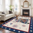thumbnail image 3 of Happy Independence Day Washable Area Rug 8 x 10 ft Blue Cartoon Truck Wooden Box Firework Retro, Soft Non Slip Rugs Stain Repellent Indoor Felt Carpet for Living Dining Room Bedroom Home Office, 3 of 9