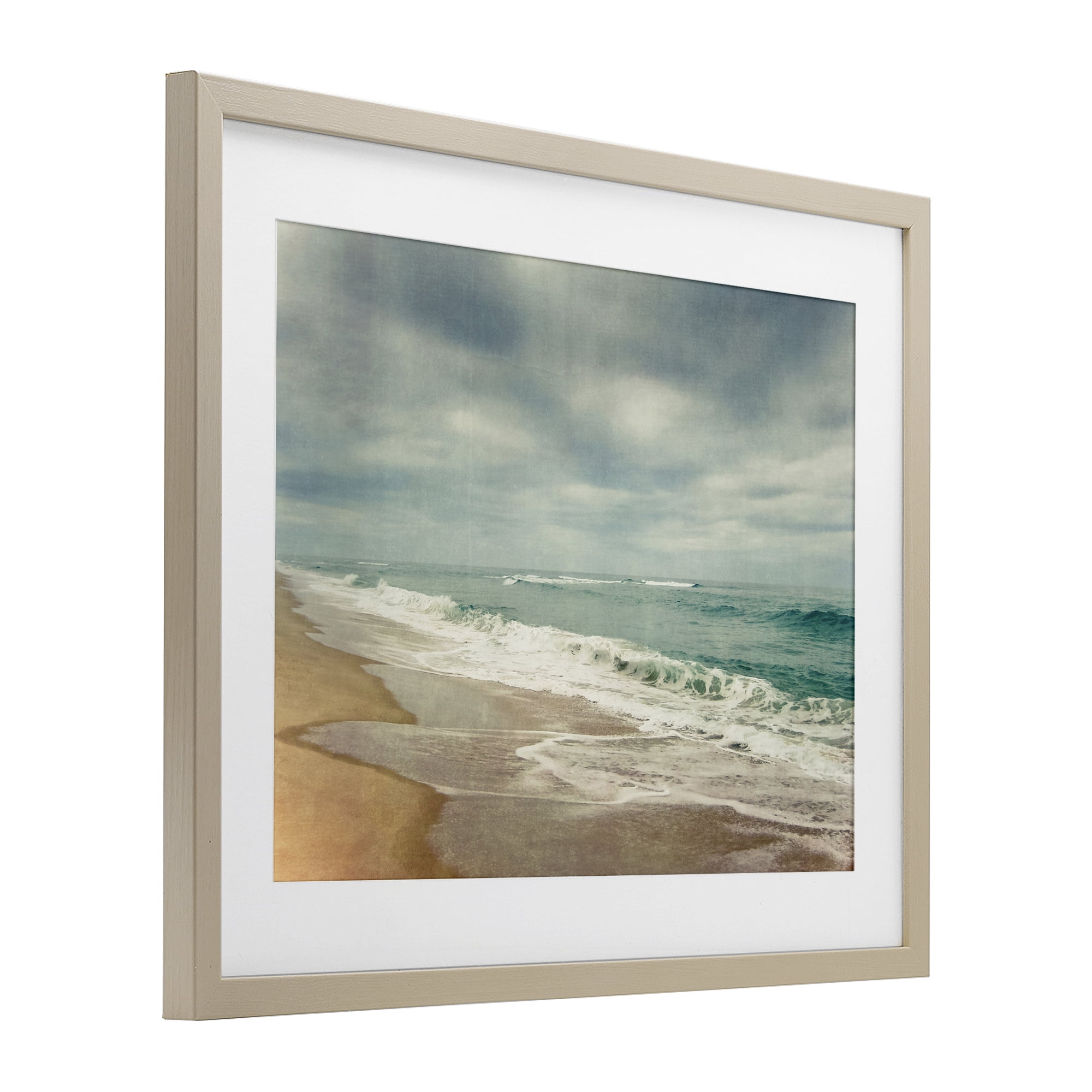 Stupell Industries Tranquil Waves Along Sandy Coast Birch Framed Print Under Glass, design by Dirk Wüstenhagen