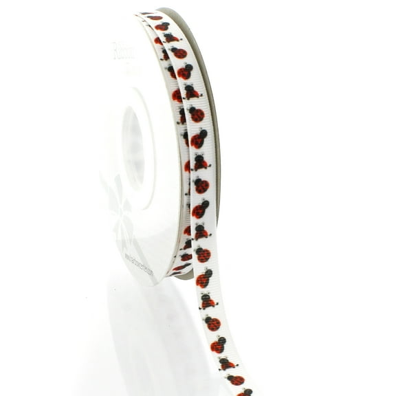3/8" Ladybugs Grosgrain Ribbon 5 Yard