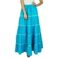 thumbnail image 3 of Bimba Jupe Longue Évasée en Coton pour Femmes Boho Maxi Bas Taille Élastique Vêtements, 3 of 4