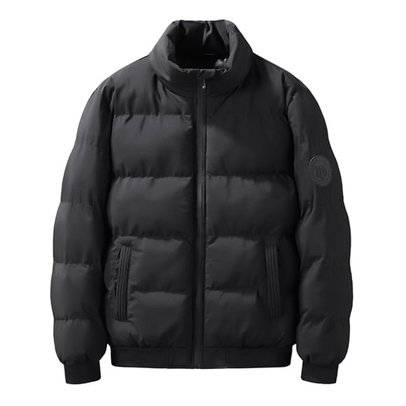 RKSTN Puffer Jacket Men Solid Color Stand-up Collar winter Warm Down Jacket Casual Long Sleeve Cotton Padded jacket with Pockets