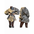 thumbnail image 3 of Women'S Elegant Two Piece Set Plaid Design with Ruffle Short Skirt High-End Office Outfit Color S, 3 of 8