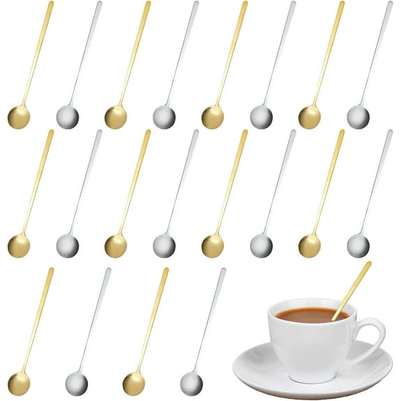 20 Pcs 6.8 Inches Coffee Spoons, Espresso Spoons, Stainless Steel Stirring Spoons with Long Handle, Cute Coffee Bar Accessories for Dessert Tea Ice Cream Sugar Cake