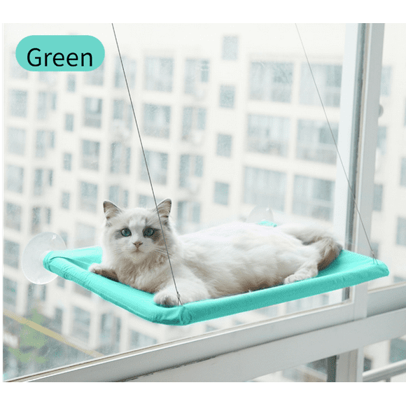 Suction cup cat hammock four seasons universal cat hammock removable and washable cat litter(Green)