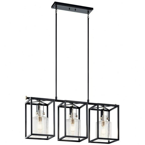 3 Light Linear Chandelier in Vintage Industrial Style-18.5 inches Tall and 10.5 inches Wide Bailey Street Home 147-Bel-4790444