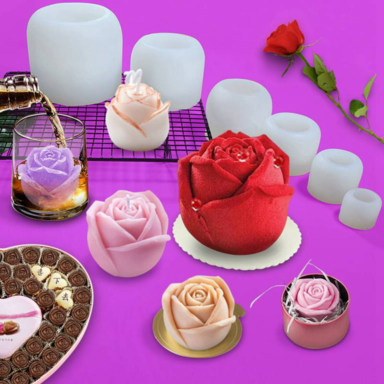 Silicone 3D Bloom Rose Flower Ice Cubes Mold Mousse Cake Fondant Mold for  Chocolate Cake Handmade Soap Mould Candy Making Pastry Candle DIY Cupcake  Dessert Decoration 