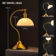 thumbnail image 4 of O'Bright Bankers - Cordless LED Table Lamp, Battery-Operated, Rechargeable, 3-Level Dimming, Universal USB-C Charging, 180° Swivel Head, White Jade Glass Shade, Antique Brass, 4 of 7