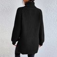 thumbnail image 2 of Oversized Winter Sweater Women High Neck Polyester Knit Top Thick Pullover Long Sleeves Cable Weaving Casual Loose Fit, 2 of 7