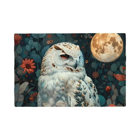 

Placemats Set of 4 / 6 Moon Flower White Owl Placemats for Dining Table Indoor/Outdoors Heat Resistant Washable Placemats 18 x 12