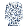 thumbnail image 5 of JTZGDY Floral Shirts for Women Dressy Casual Summer 3/4 Length Sleeve V Neck Graphic T-Shirts Trendy Oversized Comfy Tunic Blouse Fashion 2025 Clothes Multicolor#12 M, 5 of 5