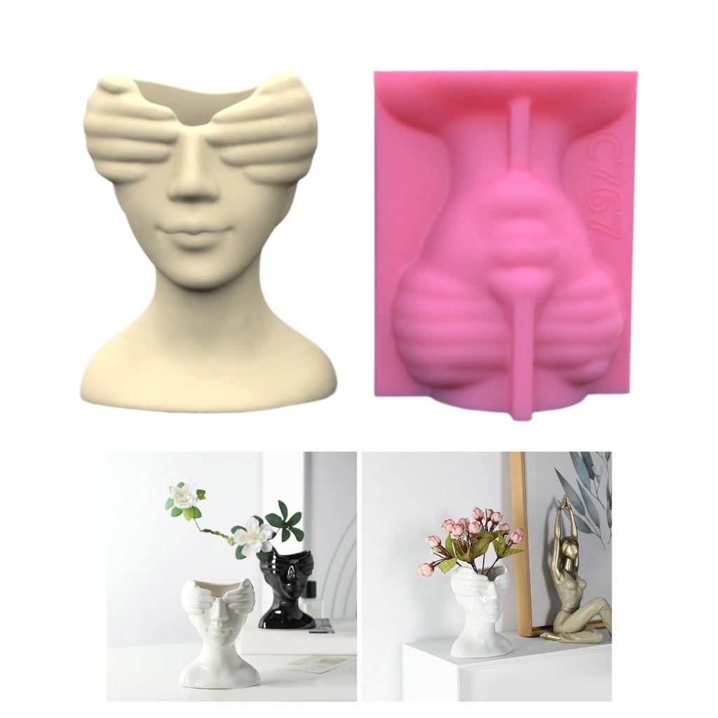 lanema Vase Resin Molds Eye Covering Girl Silicone Mold Succulent Plant Flower Pots Mold Epoxy Resin Casts Mould Home Decors