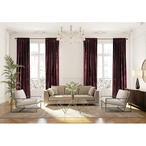 3S Brother's Mahogany Extra Long Shiny Velvet Curtains Luxury Colors Light Blocking Hang Back Tab & Rod Pocket 1 Panel Curtain 5-30 Ft Home Décor Custom Made Drapes -Made in Turkey(100"W X 168"L)