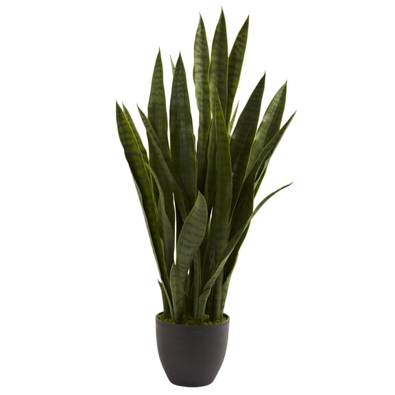 Nearly Natural 35" Sansevieria Artificial Plant in Plastic Planter, Green