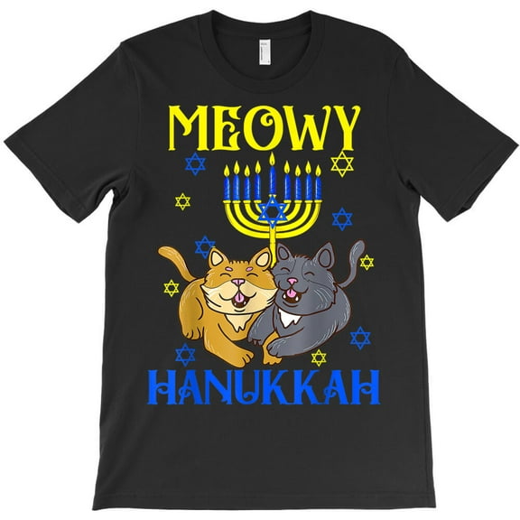 Meowy Hanukkah Jewish Christmas Cat Lover Chanukah Pajama Themed Holiday G33442 Unisex T-Shirt, Up to Size 5XL
