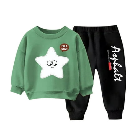 

dazeni Toddler Baby Boy Clothes Fall Winter Sweatshirt Outfit Cute Star Long Sleeve Pullover Tops Joggers Pants Set Joggers Pants Set for Girl Kids