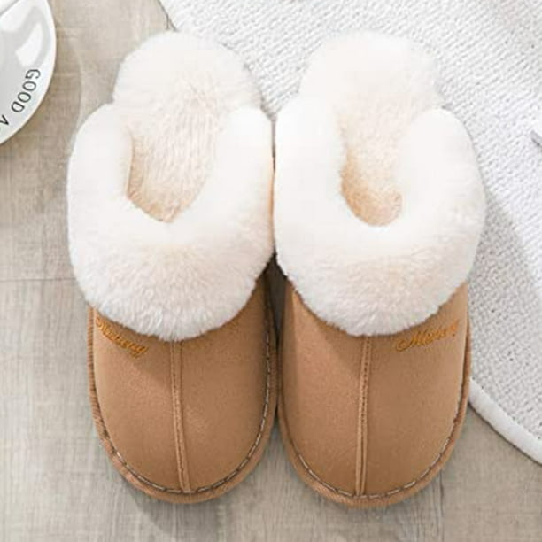 Womens Slipper Memory Foam Fluffy Soft Warm Slip On House  Slippers,Anti-Skid Cozy Plush for Indoor Outdoor