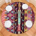 thumbnail image 2 of Ethnic Figure and Pattern Round Fitted Tablecloth with Elastic Edge,Dining Table Cover Waterproof,Outdoor Round Tablecloth for Camping,Dining,Indoor and Outdoor, 2 of 7