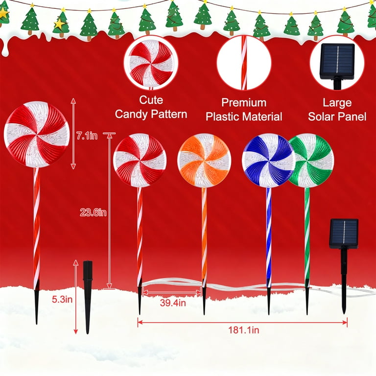 Ktinnead 8 Pack Christmas Solar Pathway Lights, 27