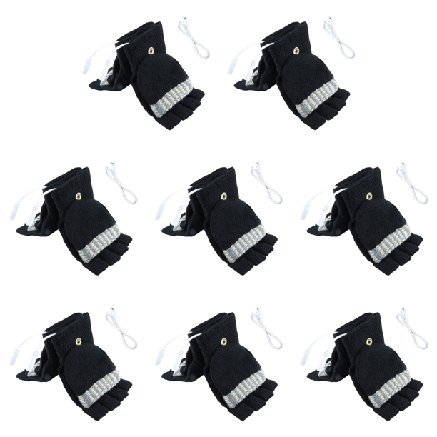 8uds. Guantes calefactables eléctricos de medio dedo con carga USB para escalar senderismo (masculino) Negro
