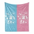 thumbnail image 1 of Gender Reveal Soft Flannel Fleece Throw Blanket, Girls Boys Baby Shower Theme Toys Pattern, Cozy Plush for Indoor and Outdoor Use, 70" x 90", Sky Blue and Pale Pink, by Ambesonne, 1 of 6