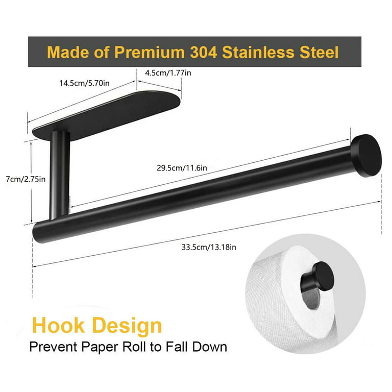  TONLEA Under Cabinet Paper Towel Holder - Wall Mount Kitchen  Paper Towel Rack with 3M Self-Adhesive or Drilling Option - Perfect for  Pantry, Sink, Bathroom - Black