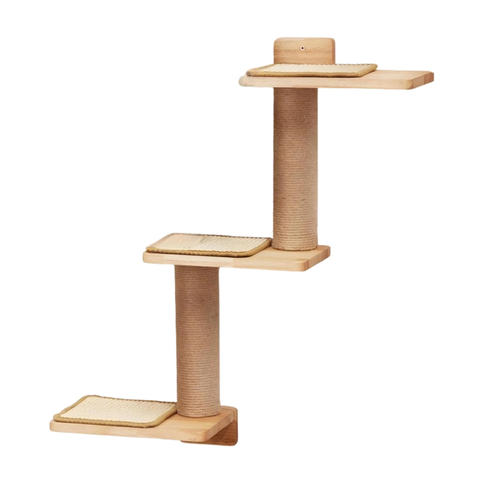 Cat Wall Shelves Cat Stairway Steps Scratching Post Wooden Sisal Material for Indoor Cats Activity Center