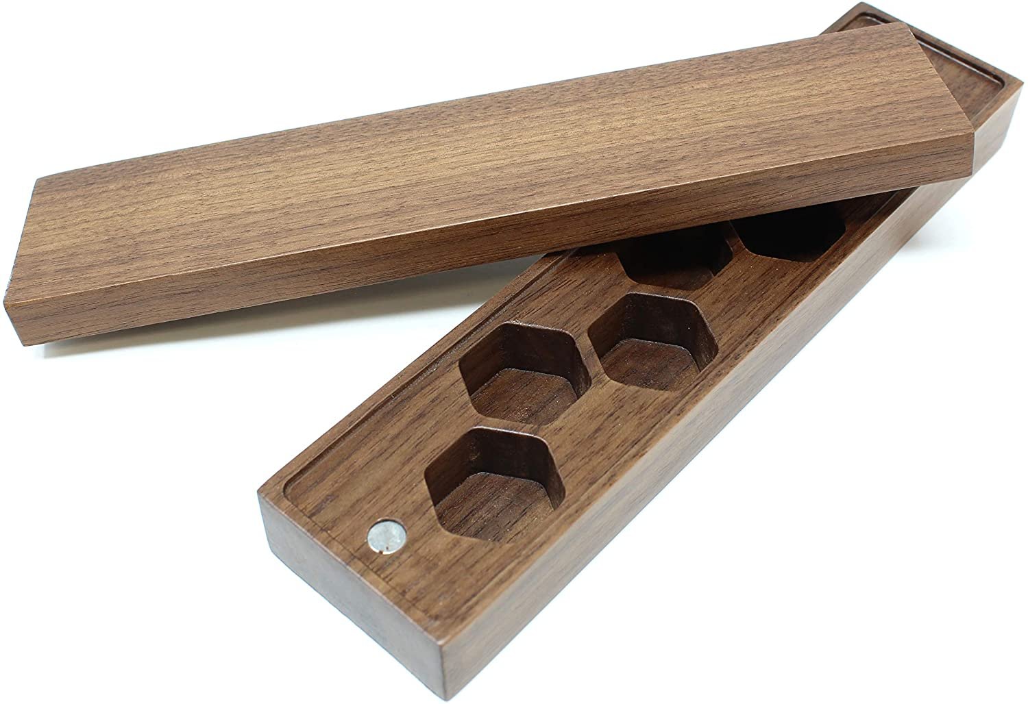 Wood Dice Storage Case with Lid Box Holds 7 Piece Die Set