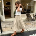thumbnail image 4 of Zpanxa Girls Summer Clothes Kids Girls Skirt Casual Midi A-Line Plain Side Pocket Elastic High Waist Flowy Hem Skirts Beige 5 Years, 4 of 9
