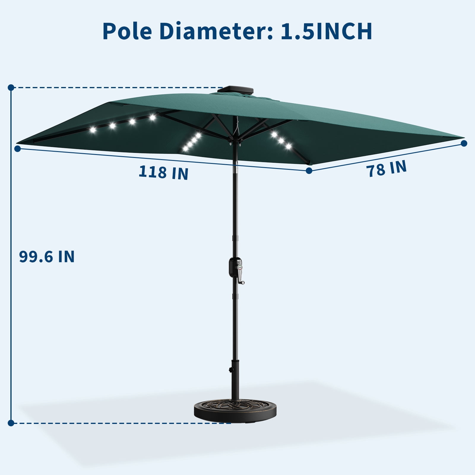 10' x 6.5' Rectangular Patio Umbrella, Outdoor Table Umbrella with Crank and Push Button Tilt, Market Umbrella Sun Umbrella with 6 Sturdy Ribs Tilt for Garden, Deck, Lawn, Pool
