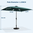thumbnail image 2 of Solar Rectangular Patio Umbrella 10×6.5 ft with LED Lights, UV Protection, Fade Resistant, Crank Lift and Push Button Tilt, Vented Canopy for Outdoor Patio Garden Deck Pool, Beige Gray Turquoise Blue, 2 of 8