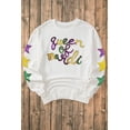 thumbnail image 2 of Women's White Sequin 'Queen of Party' Graphic Pullover Sweatshirt with Star Sleeves - [ZhiHiMeRi] | (US 20-22)2XL, 2 of 8