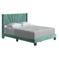 thumbnail image 4 of Boyd Sleep Valencia Aqua Velvet Queen Size Fully Upholstered Platform Bed Frame with Adjustable Headboard, Qualified Box Spring or Foundation Required for Use, 4 of 14
