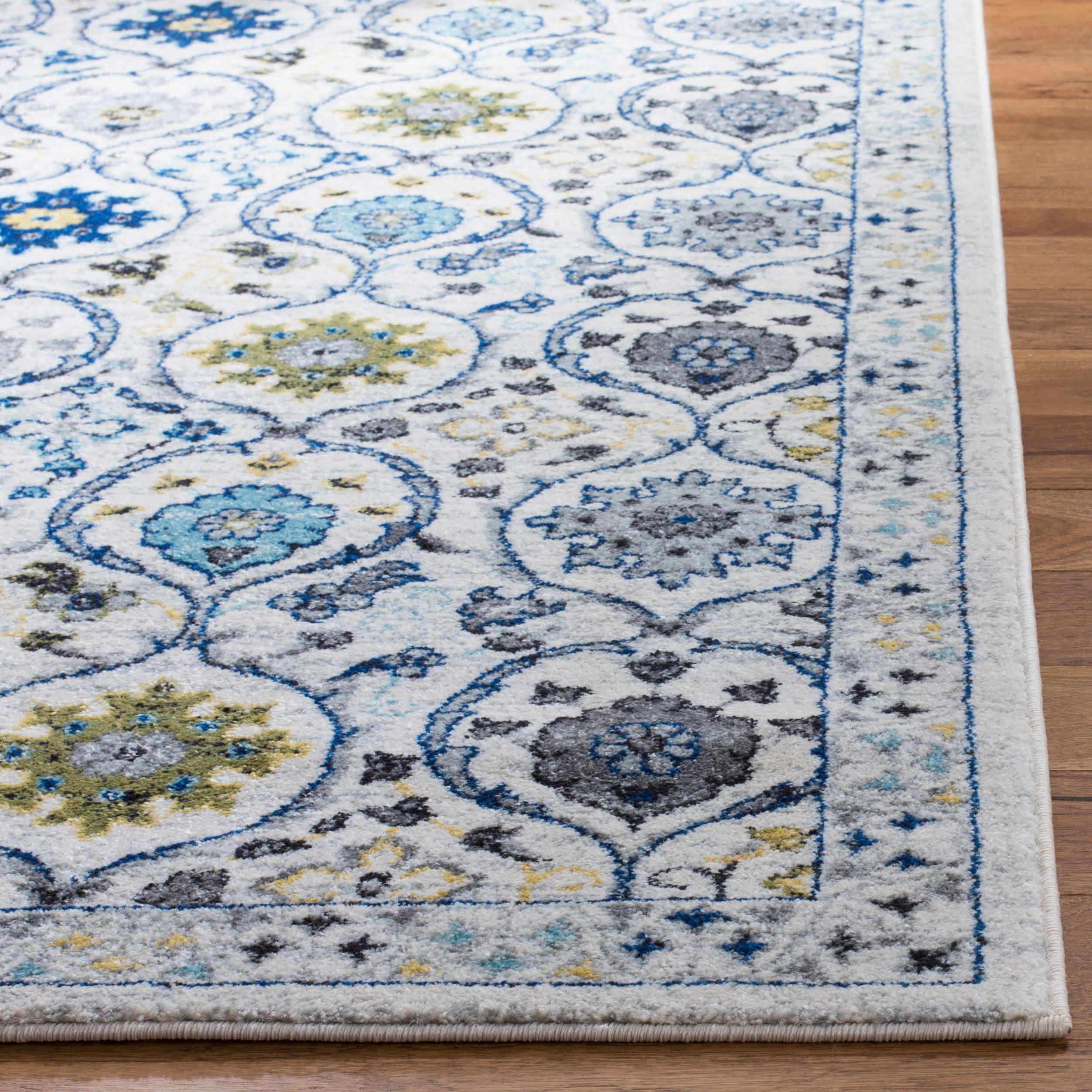 SAFAVIEH Evoke Charlotte Floral Runner Rug, Ivory/Blue, 2'2" x 5'