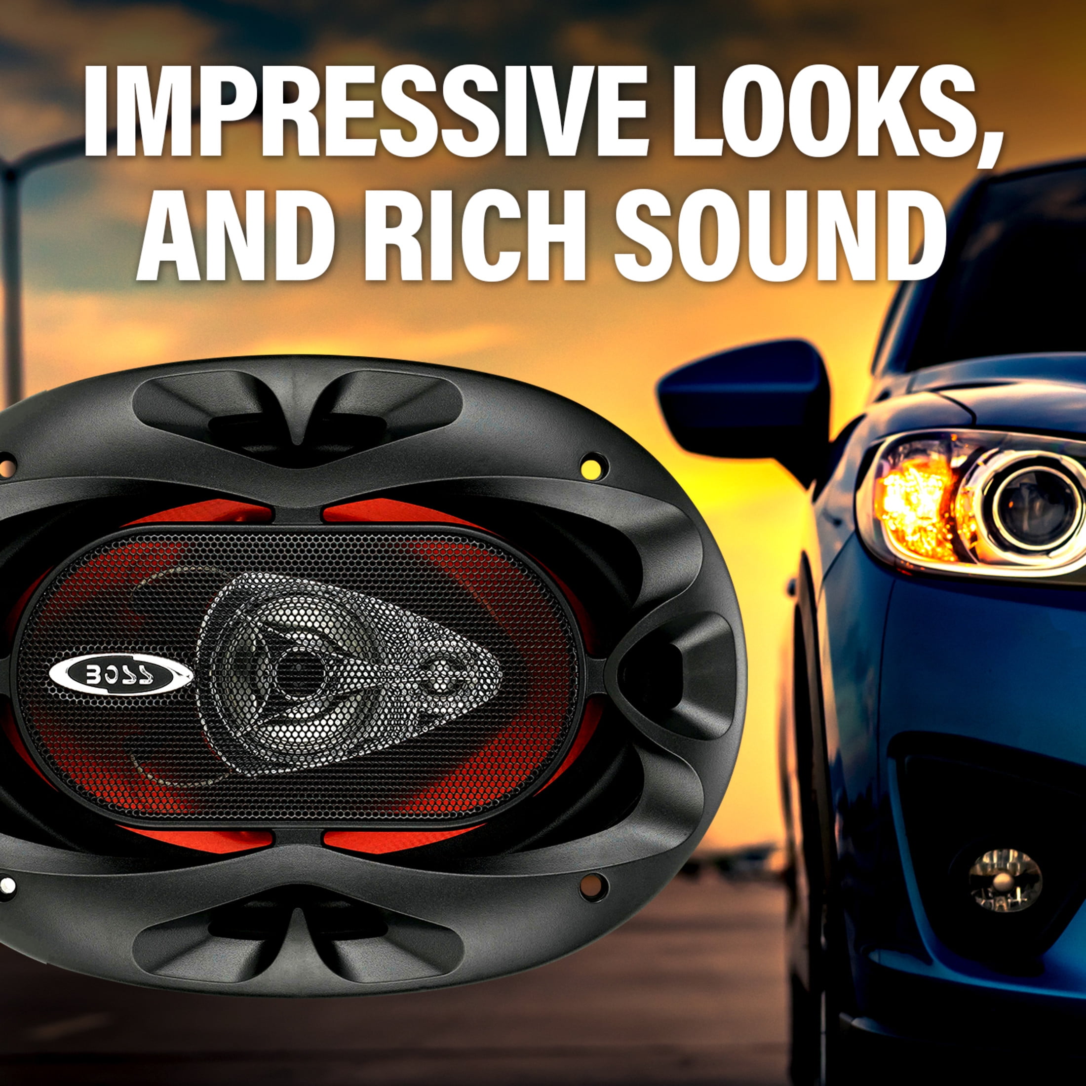 BOSS Audio Systems CH6930 Chaos Series 6 x 9 inch Car Door Speakers - 400 Watts Max (per pair), Coaxial, 3 Way, Full Range, 4 Ohms, Sold in Pairs, Bocinas Para Carro