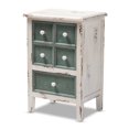 thumbnail image 1 of Baxton Studio Table d'Appoint en Bois à 5 Tiroirs Style Ferme en Blanc et Turquoise, 1 of 8