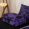 thumbnail image 5 of jejeloiu Spooky Skull Zipper Twin Comforter Sets with Fitted Sheet and 2 Pillowcases,Damask Pattern Zipper Bedding Set For Adults,Purple Black,Black Reversible,4-Piece, 5 of 7
