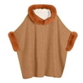 thumbnail image 3 of AUNVITO Women's Hooded Coat Faux Rabbit Fur Collar Oversized Cape Design Casual and Trendy Winter Style, 3 of 4