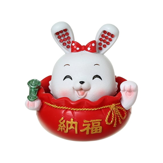 Yoone Car Rabbit Ornament Realistic Shape Clear Texture Bunny Shaking Head Dollhouse Decorate Best Wishes Durable Car Rabbit Decoration Gift